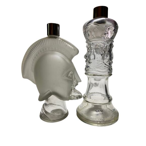 AVON Spartan Head Helmet w/Hai Karate After Shave Chess Clear Bottle Vintage - Picture 2 of 9